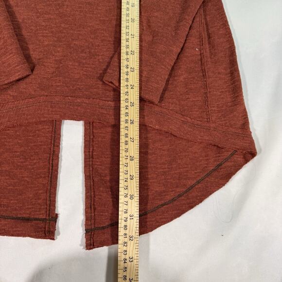 We The Free Size S Long Sleeve Split Back Turtleneck Raw Seams Rust Orange - Picture 2 of 7